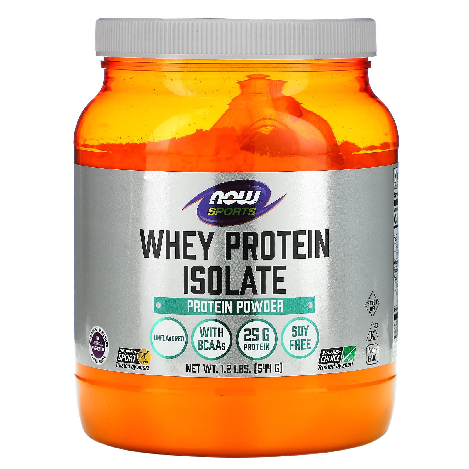 Now Foods, Sports, Whey Protein Isolate, Unflavored, 1.2 lbs (544 g) UPC 733739021724 | HiLife Vitamins